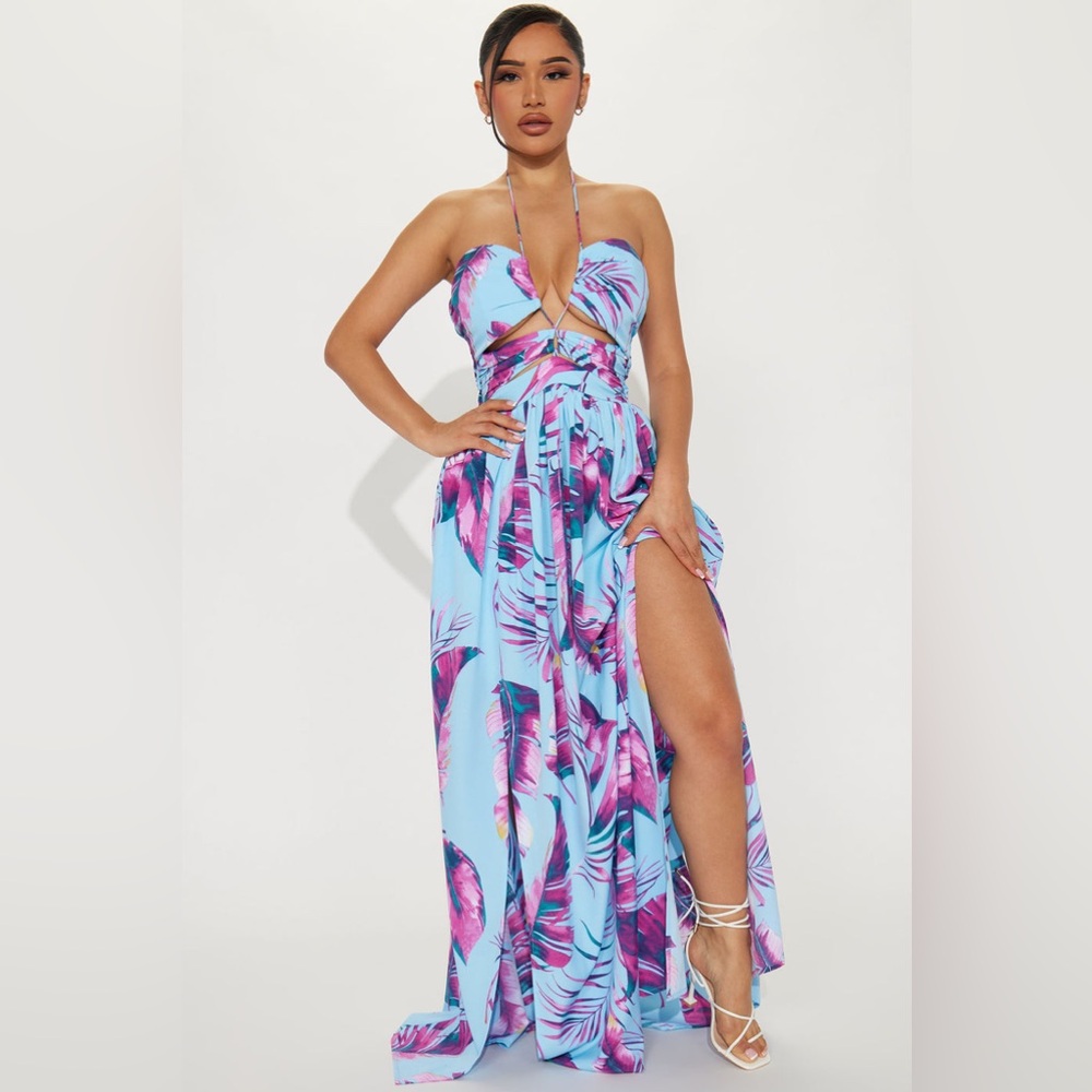 Staycation Printed Maxi Dress - Blue/combo